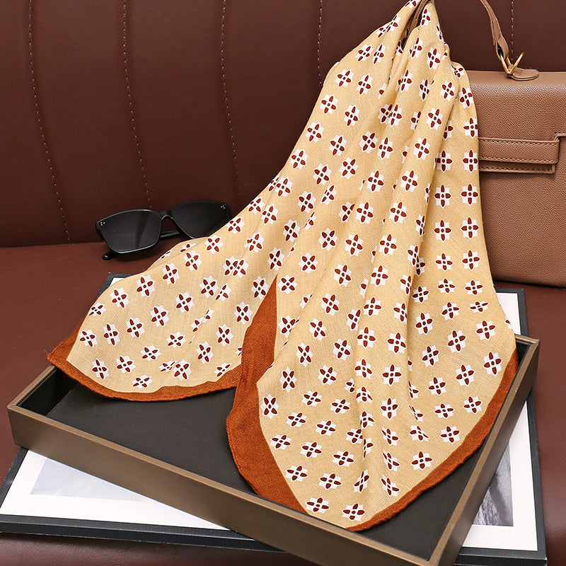 Women's Cotton Linen Square Korean Style Printed Fashion Sweet Tie Scarfs