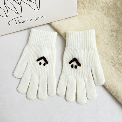 Women's Fashion Smiley Face Korean Style Knitted Gloves