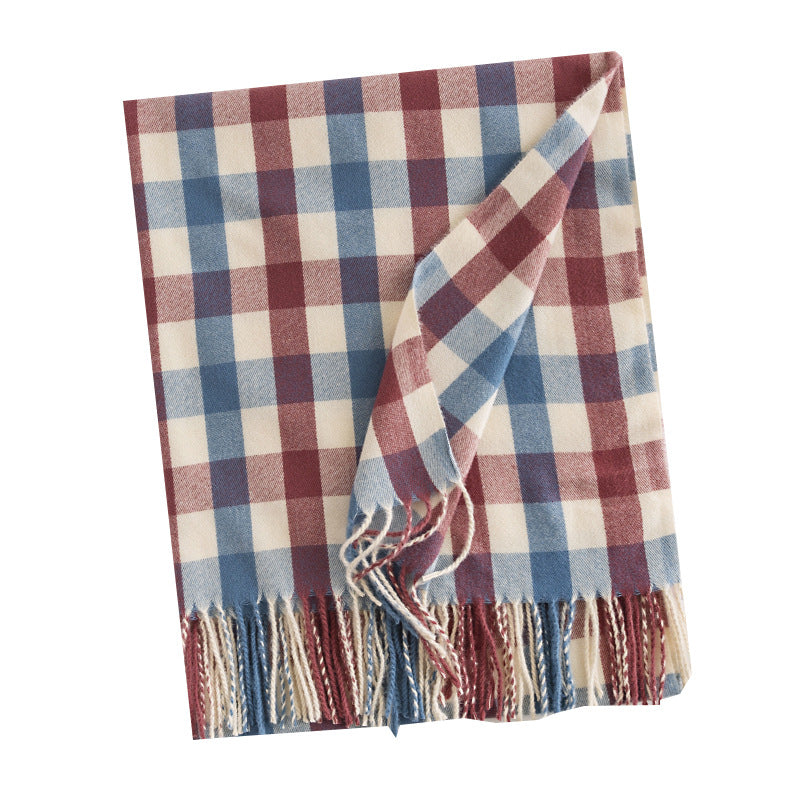 Sweet Color Plaid Winter Chessboard Artificial Cashmere Korean Style Scarfs