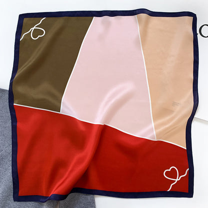 Women's Silk Small Square Towel Solid Color Scarfs