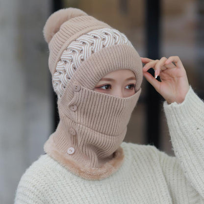 Women's Woolen Korean Style Cute Knitted Hat Cold Protection Earflaps Hats & Caps