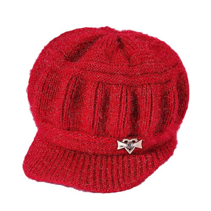 Women's Knitted Woolen Hat Fleece-lined Warm Mom Hats & Caps