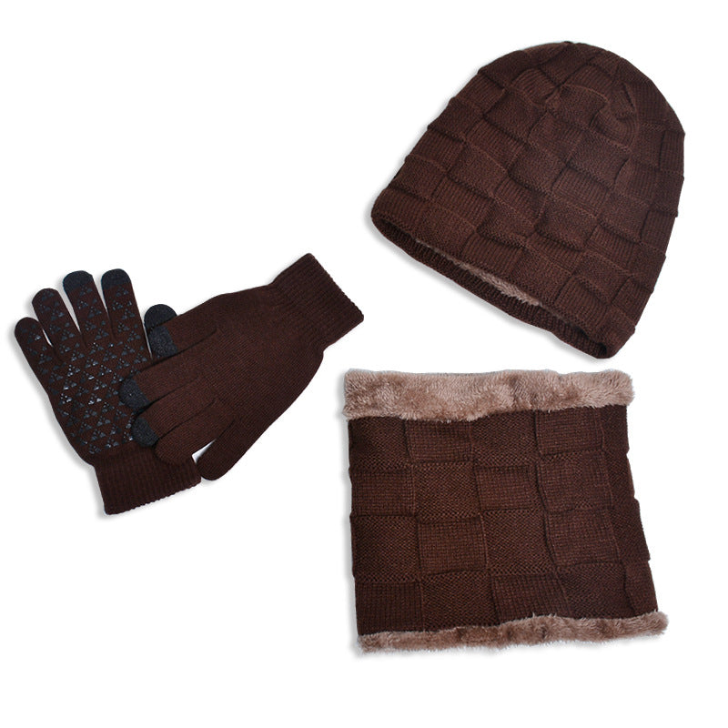 Children's Hat Three-piece Winter Outdoor Fleece-lined Thermal Kids' Headwear