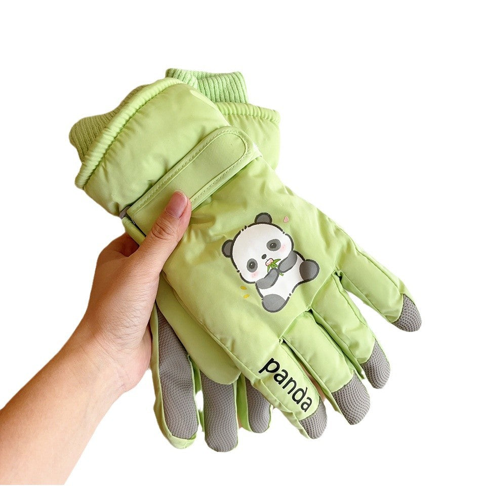 Cute Panda Windproof Riding Ski Outdoor Gloves