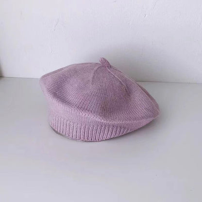 Thin Beret Boys Woolen Knitted Solid Color Kids' Headwear