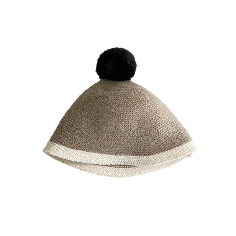 Children's Hat Fashion Bucket Color Matching Knitted Kids' Headwear