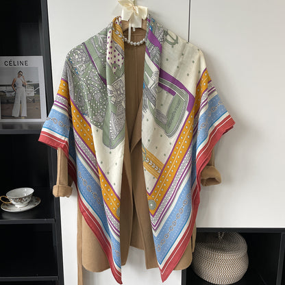 Women's Wool Jungle Silk Cashmere Shawl Warm Scarfs