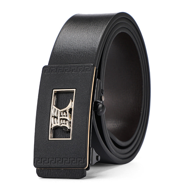 Men's Leather Inner Wear Pattern Toothless Automatic Buckle Belts