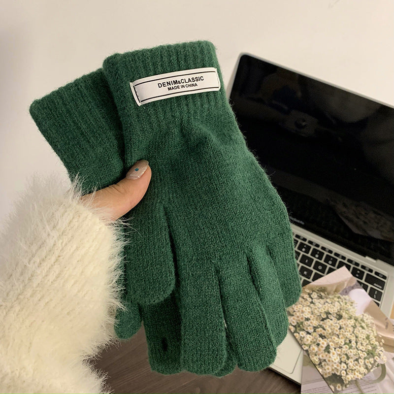 Women's Korean Minority Simple Solid Color Sweet Girly Gloves