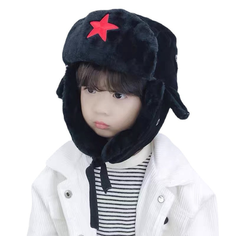 Women's & Men's Five-pointed Star Earmuffs Hat Fleece-lined Thickened Kids' Headwear