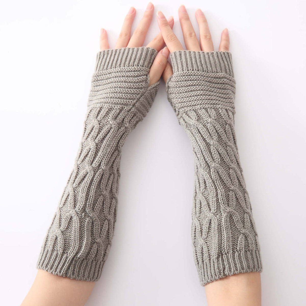 Women's & Men's Knitting Wool Knitted Fingerless Warm Pile Style Gloves