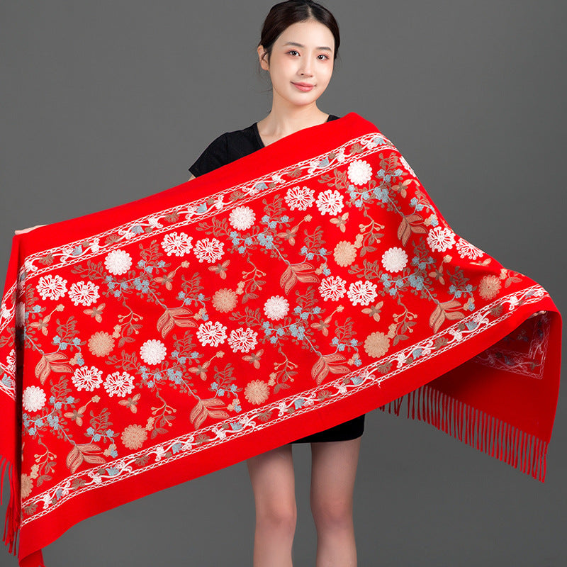 Women's Red For Fashion Mom Long Shawl Scarfs