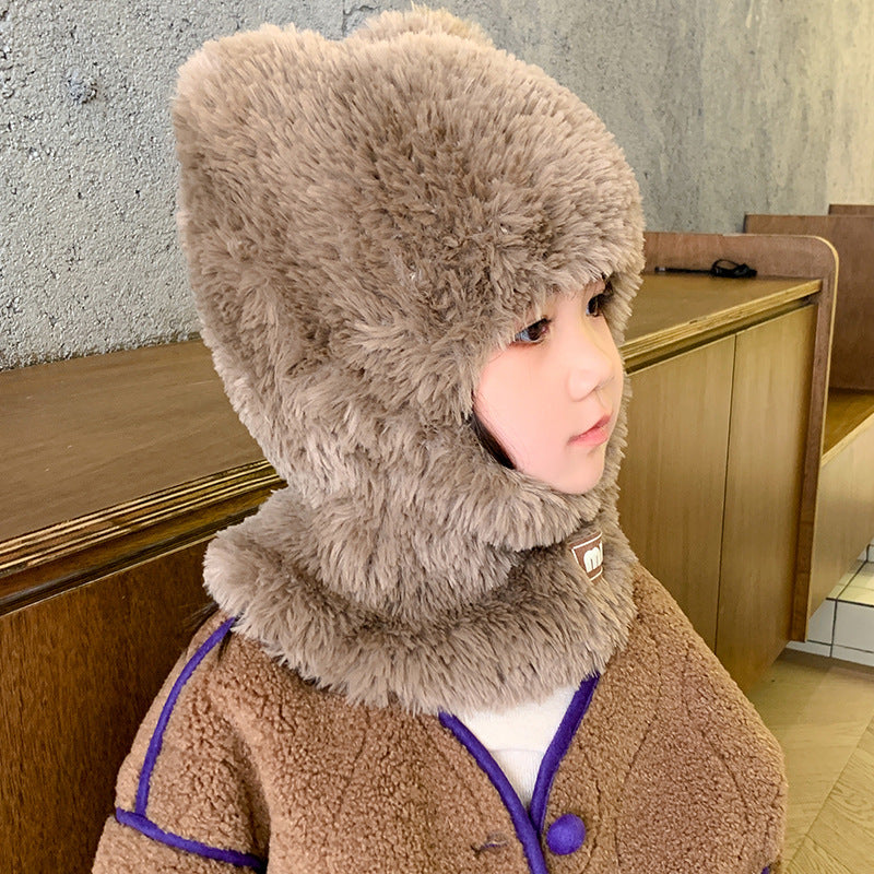 Children's Plush Hat Integrated With Winter Warm For Boys Kids' Headwear