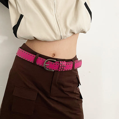 American Style Hip Hop Female Wide Punk Rivets Black Belts