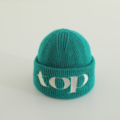 Children's Korean Style Warm Knitted Simple Embroidery Western Boys Kids' Headwear