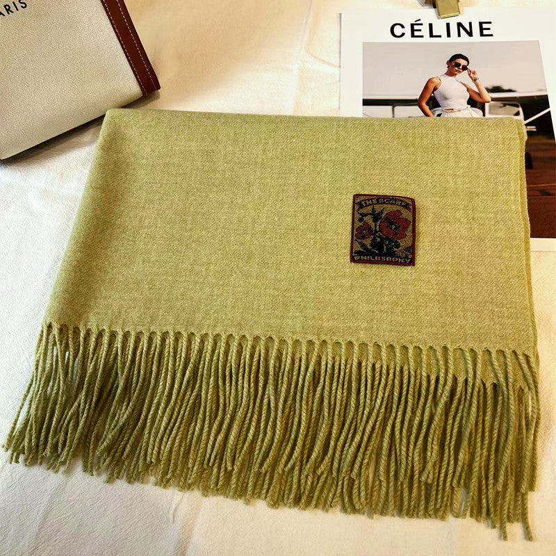 Women's Solid Color Winter Thickened High-grade Wool Scarfs