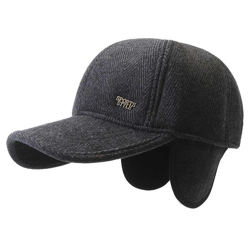 Men's Hat Thickened Earflaps Warm Peaked Outdoor Hats & Caps