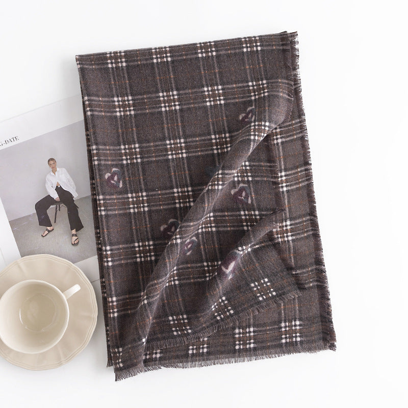 Sweet Color Plaid Winter Chessboard Artificial Cashmere Korean Style Scarfs