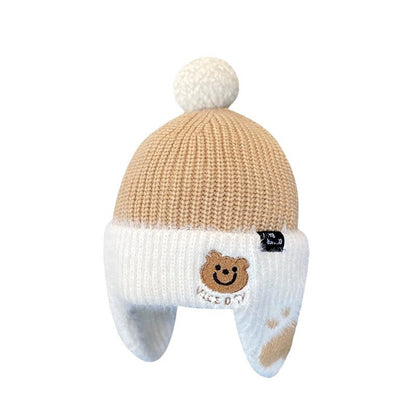 Children's Bear Trendy Cool Knitted Cute Earflaps Woolen Kids' Headwear