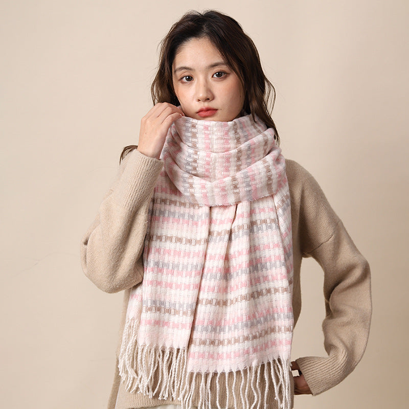 Women's Plaid Korean Thickened British Shawl High-grade Scarfs