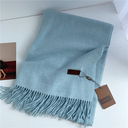 Women's Korean Style Fashion Labeling Solid Color Scarfs