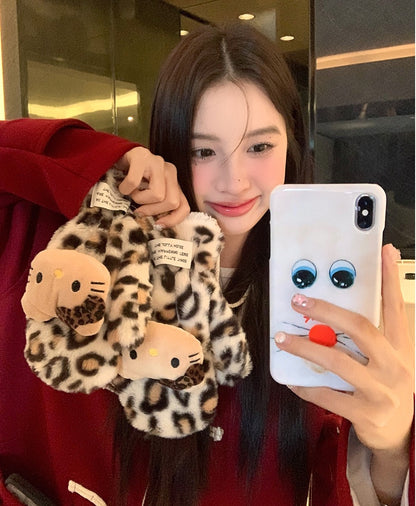 Cute Sweet Cat Plush Female College Gloves