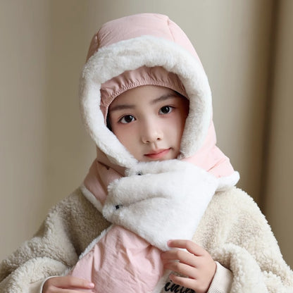 Children's Warm Equipment Boys Riding Integrated Plush Hat Kids' Headwear