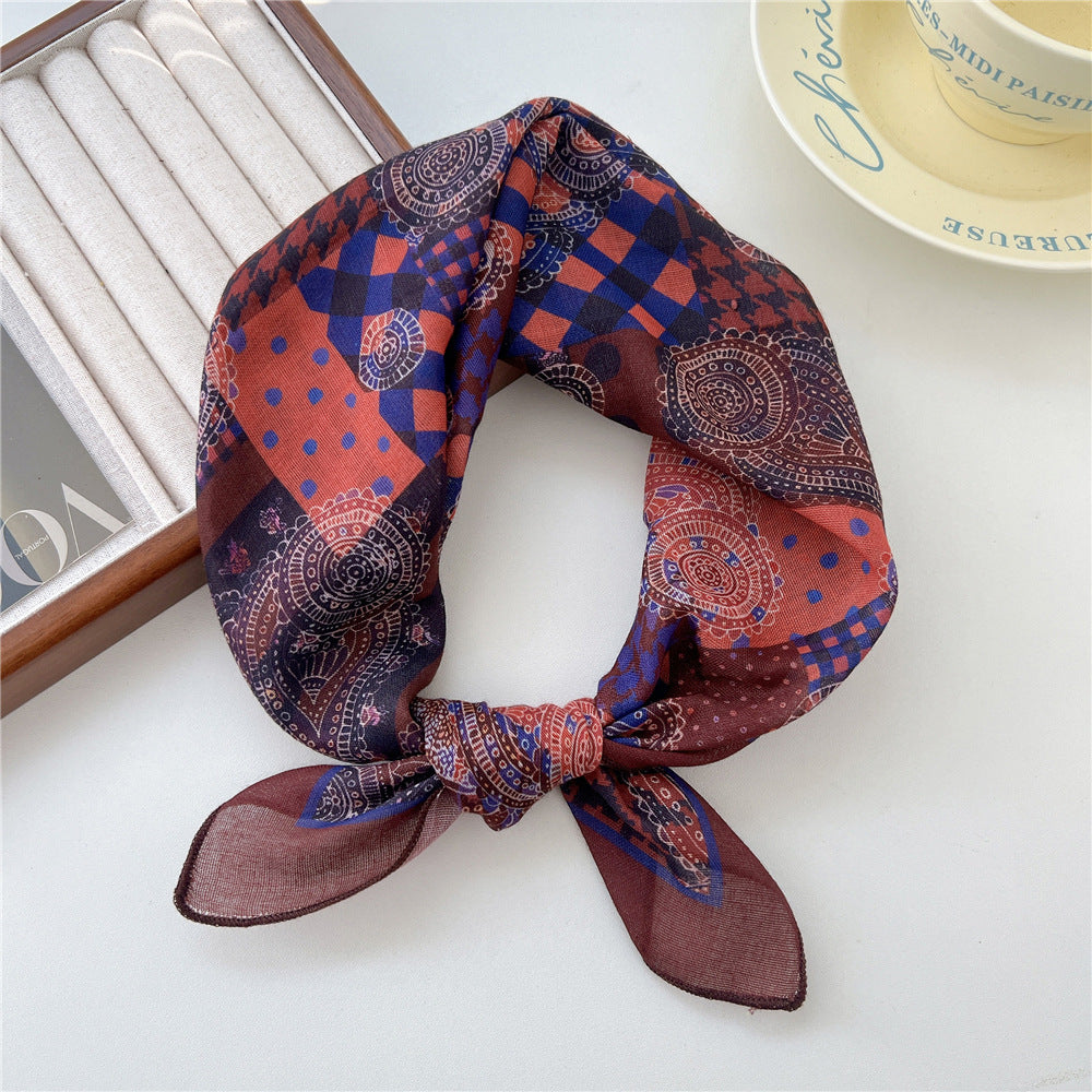 Women's Linen Small Square Towel Neck Decorative Scarfs