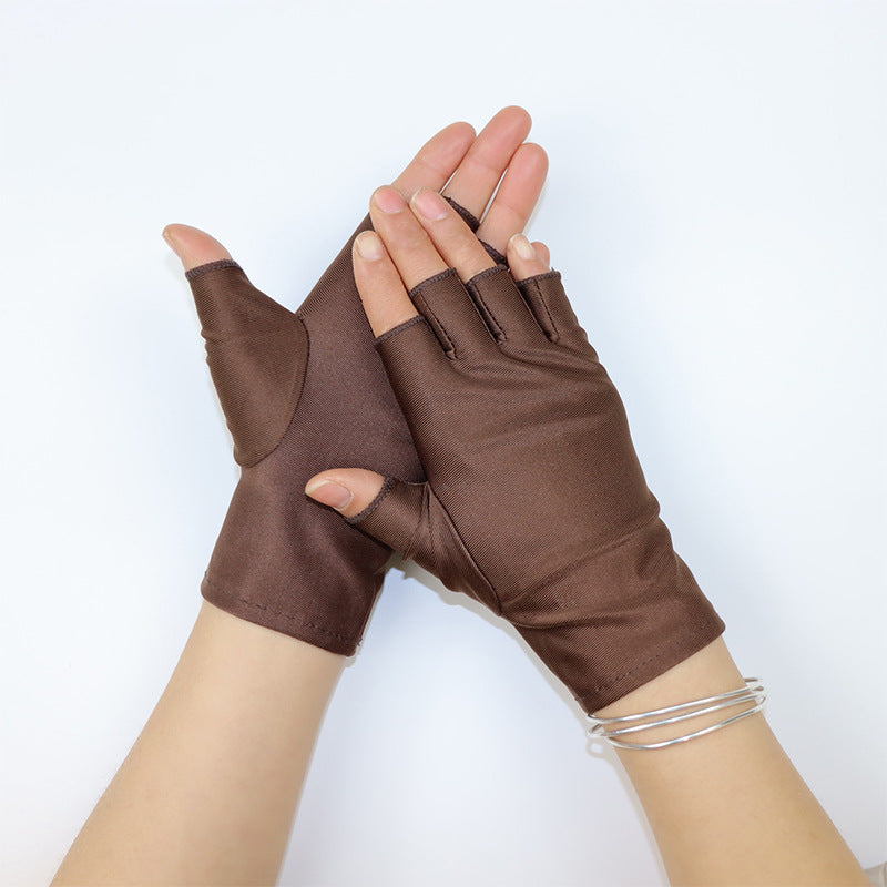 Exposed Five Fingers Thin Nail Jump Square Dance Sun Gloves