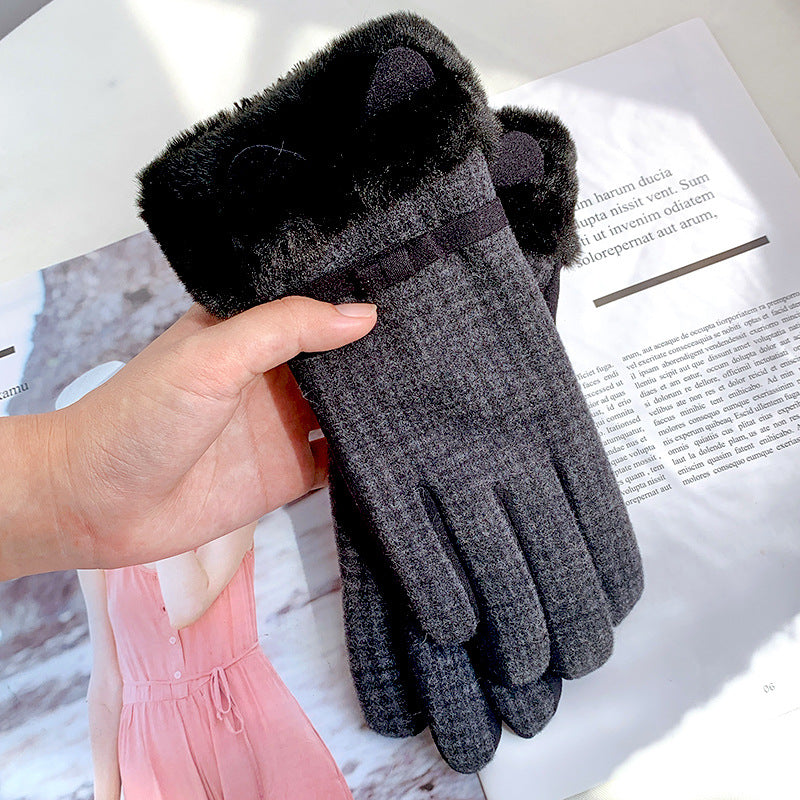 Women's For Winter Fleece-lined Thick Suede Touch Gloves