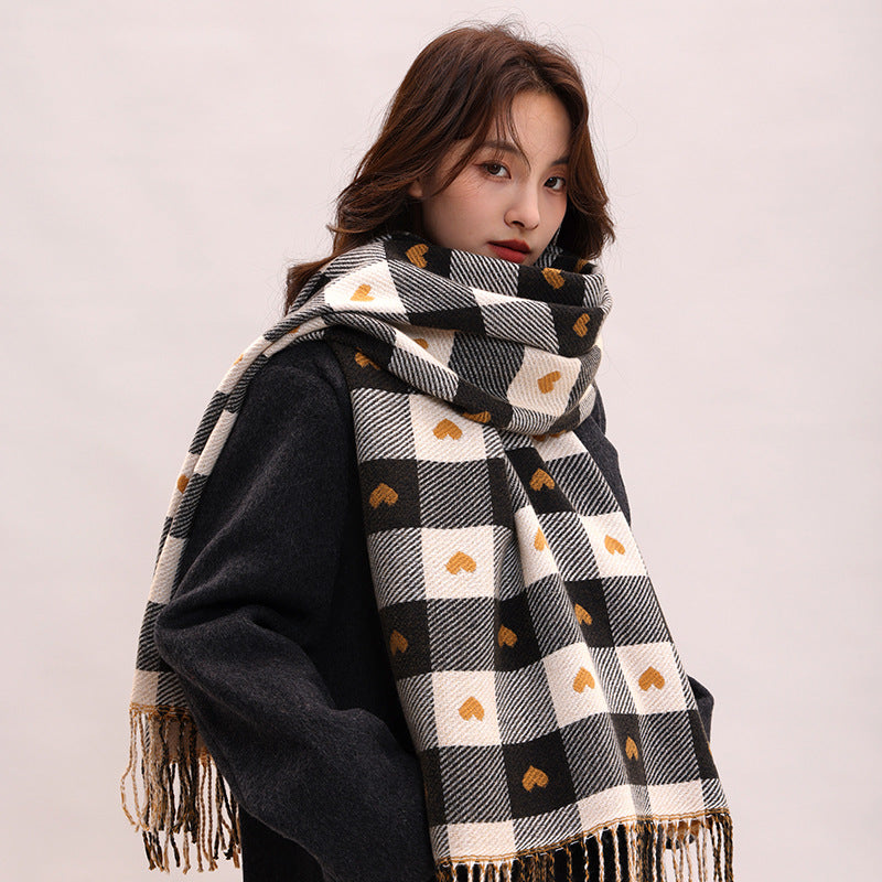 Women's Plaid Korean Thickened British Shawl High-grade Scarfs