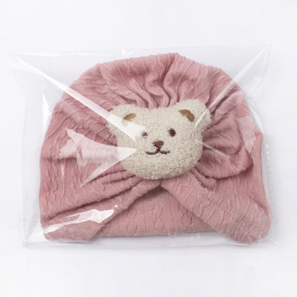 Children's Jacquard Sleeve Cute Bear Protection Tam-o'-shanter Kids' Headwear