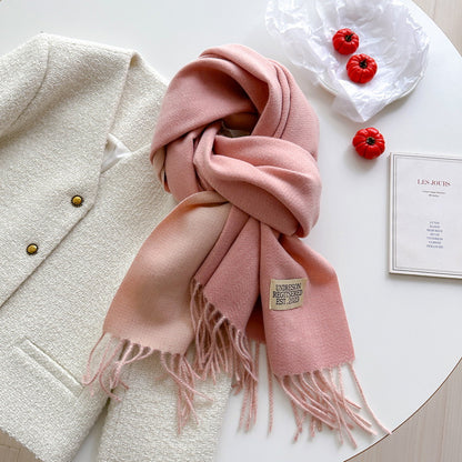 Women's Korean Double-sided Artificial Cashmere Pure Color Warm Scarfs