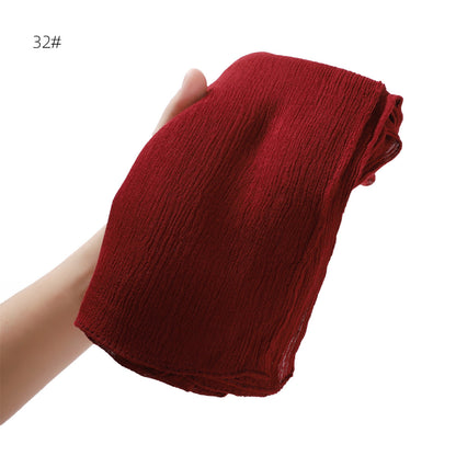 Solid Color Curling Pleated Rayon Fine Scarfs