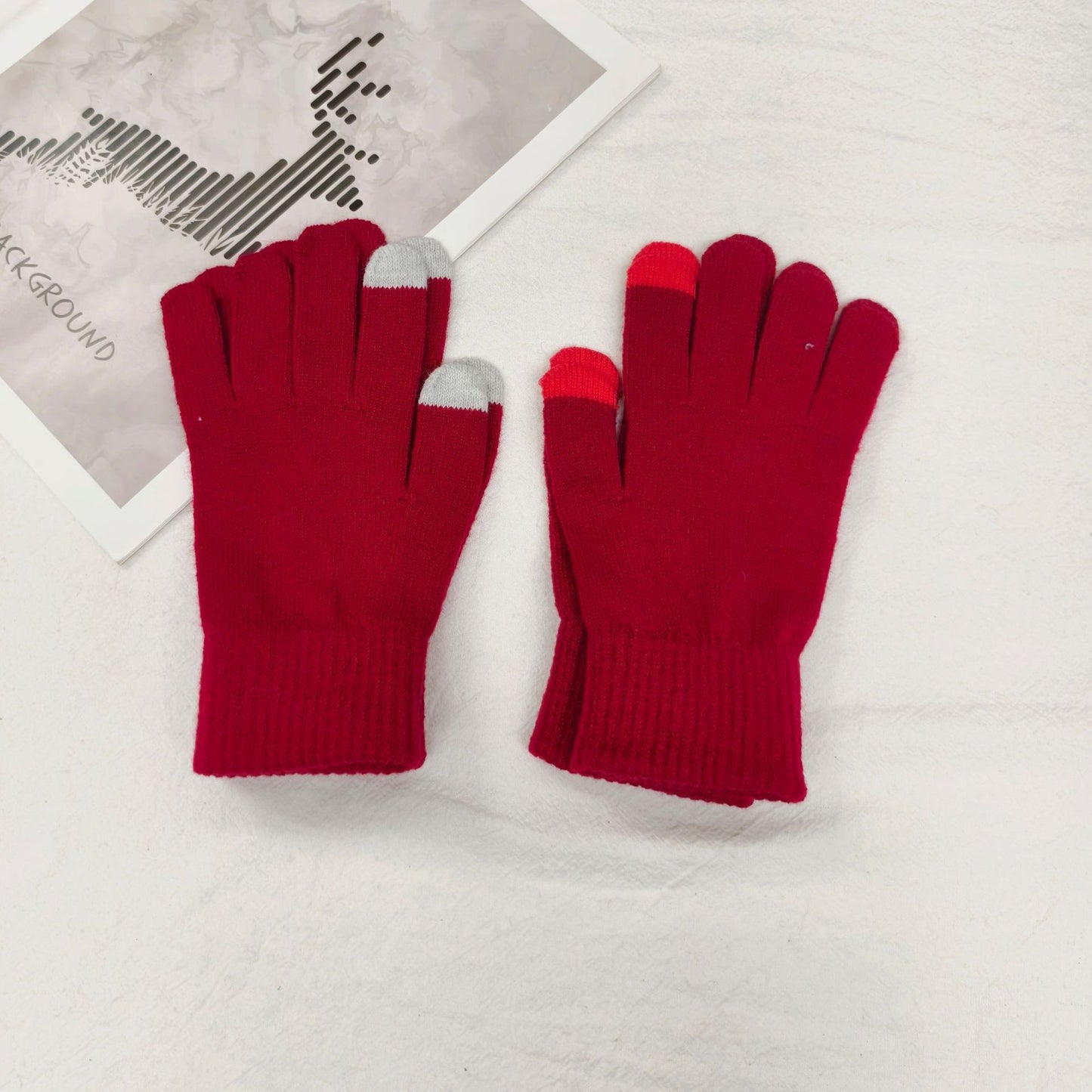 Female Winter Pure Color Warm Keeping Gloves