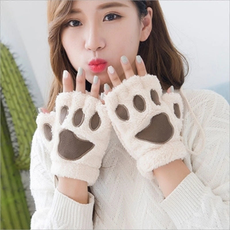 Cartoon Fleece-lined Thick Windproof Warm Leisure Gloves