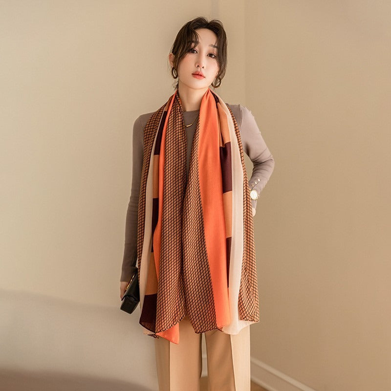 Women's Cotton Linen Fashionable Silk Travel Cloak Outdoor Scarfs