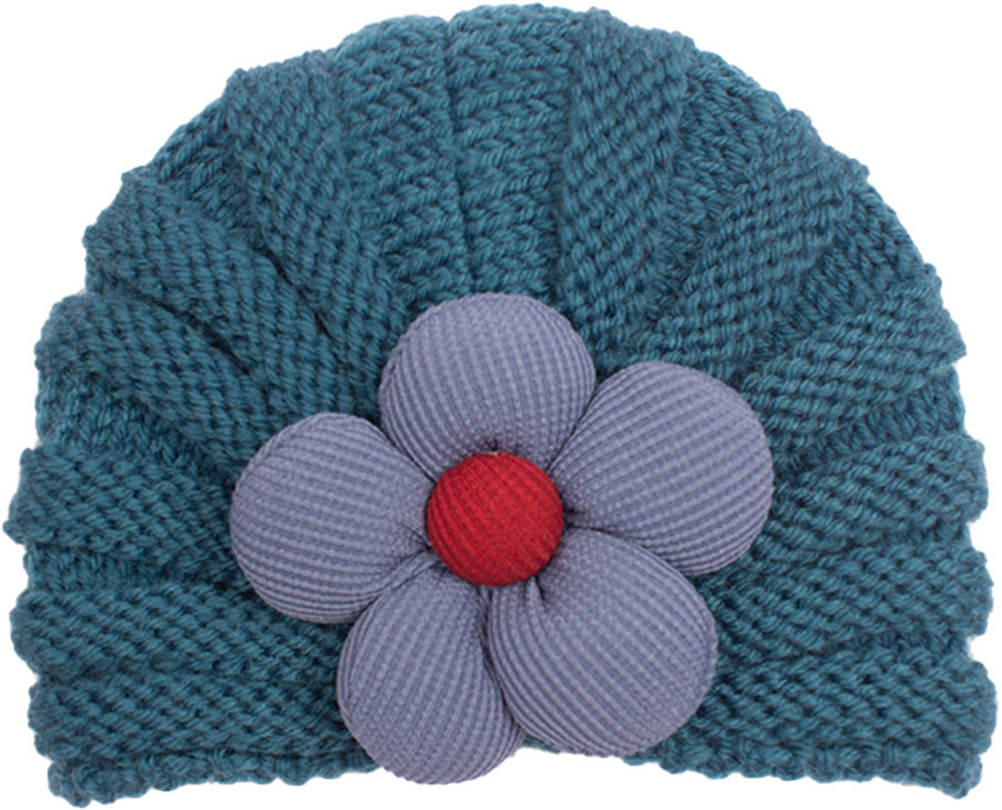 Children's Woolen Warm Comfortable Flower Sleeve Hat Kids' Headwear