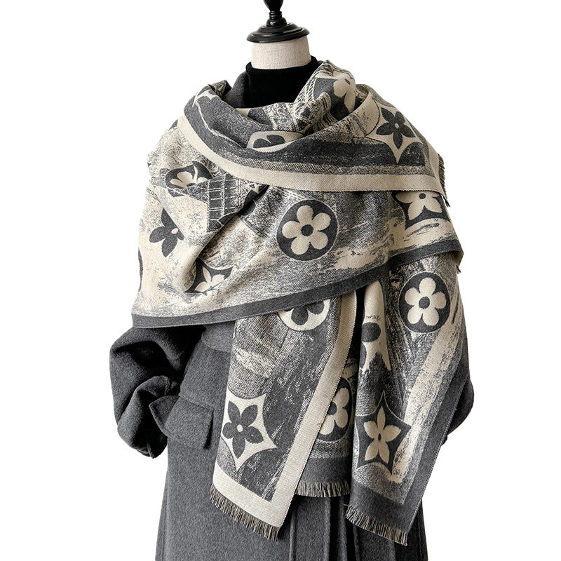 Paris Tower Vintage Five-pointed Star Printed Double-sided Thermal Scarfs