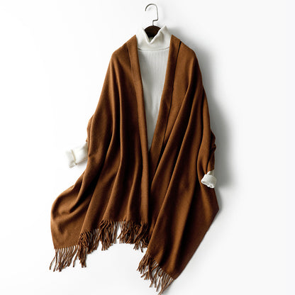 Women's Korean Solid Color Long Thickened Wool Scarfs