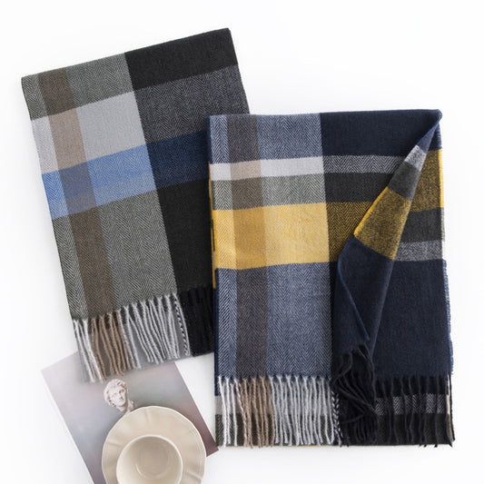 Men's Plaid Artificial Cashmere Fashion Commuter Neck Scarfs