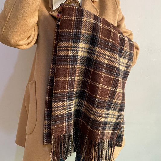 Men's Cashmere Female Color Matching Plaid Shawl Scarfs