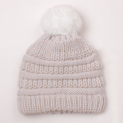 Children's Knitted Hat Fur Ball Warm Wool Kids' Headwear