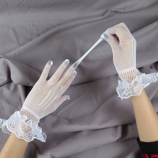 Women's Thin Mesh Summer Sexy Black Elastic Gloves