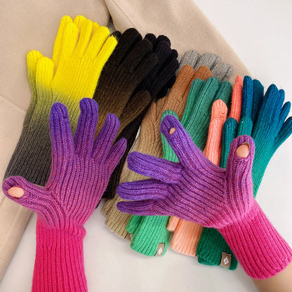 Color Open Finger Touch Screen Winter Gloves