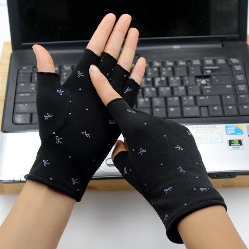 Thermal Half Finger Exposed Two Touch Screen Ladies Writing Gloves