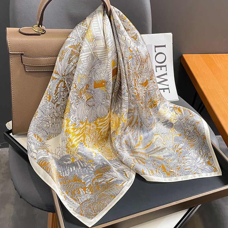 Women's Camellia Korean Style Elegant Silk Kerchief Mulberry Professional Scarfs