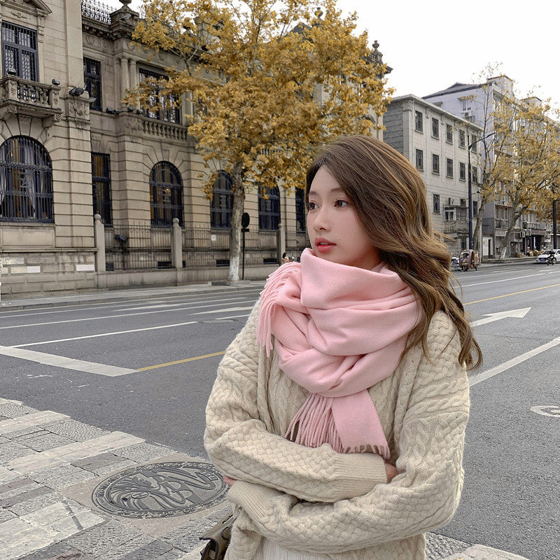 Women's & Men's Solid Color Korean Style Shawl Warm High Scarfs