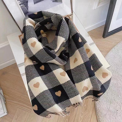 Love Plaid Artificial Cashmere Korean Style Scarfs