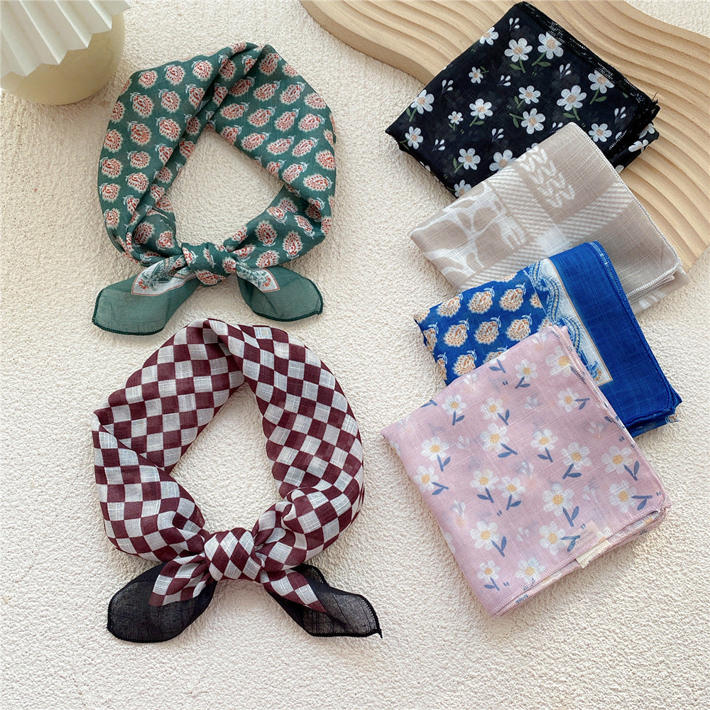 Square Towel Female Autumn Summer Bandana Headband Silk Scarfs